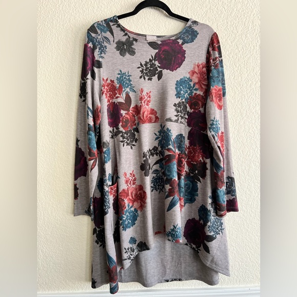 Chico's Tops - Chicos Tunic High Low Classic Cozy Stretchy Floral Chic Pullover Versatile Top